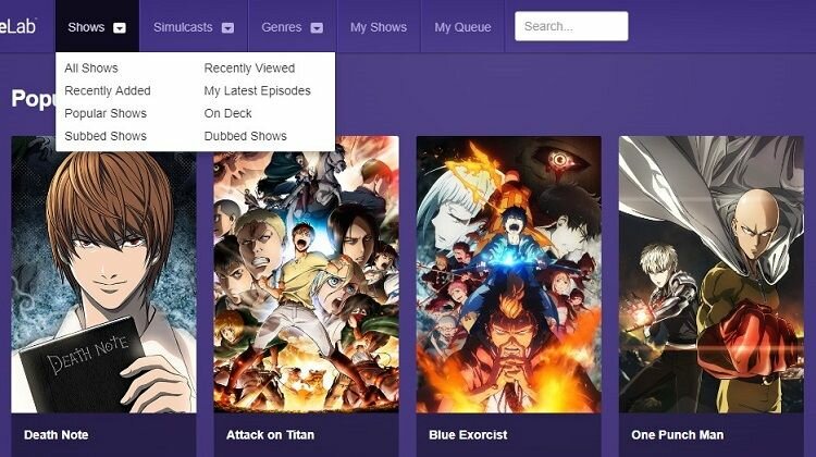 Animelab interface & content